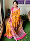 MG 411 Linen With Sliver Jari Border Printed Sarees Wholesale Market In Surat